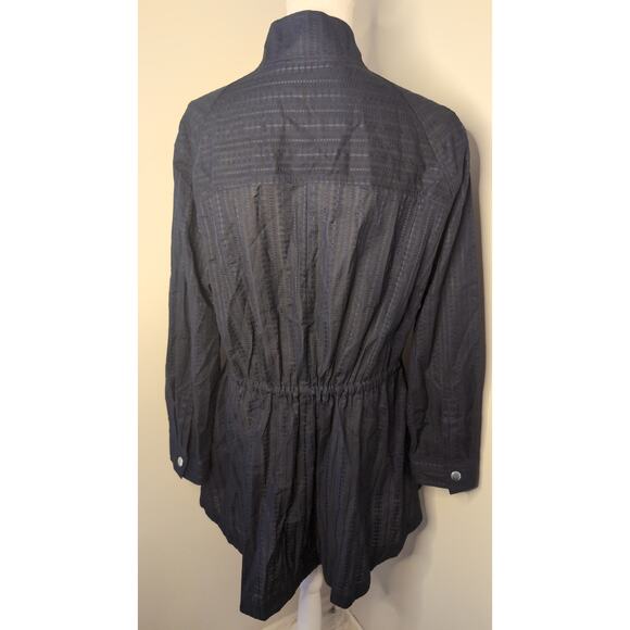 Adam Lippes anorak utility double zip drawstring waist navy jacket lg - Picture 3 of 12